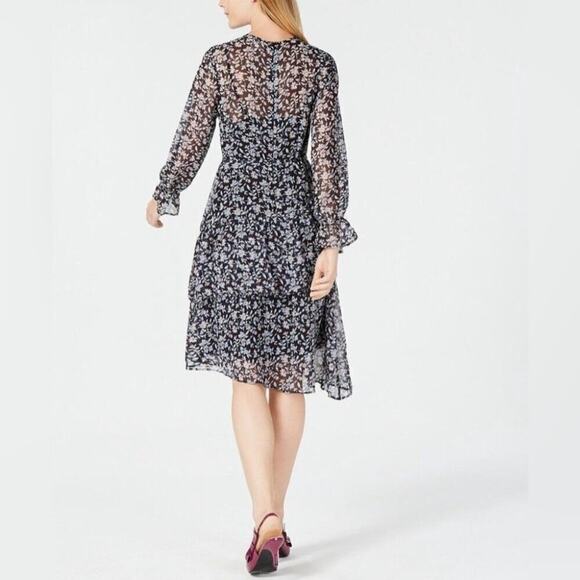 Maison Jules Women’s Fit and Flare Midi with Asymmetrical Ruffle and Hem Size 4 - Picture 2 of 9